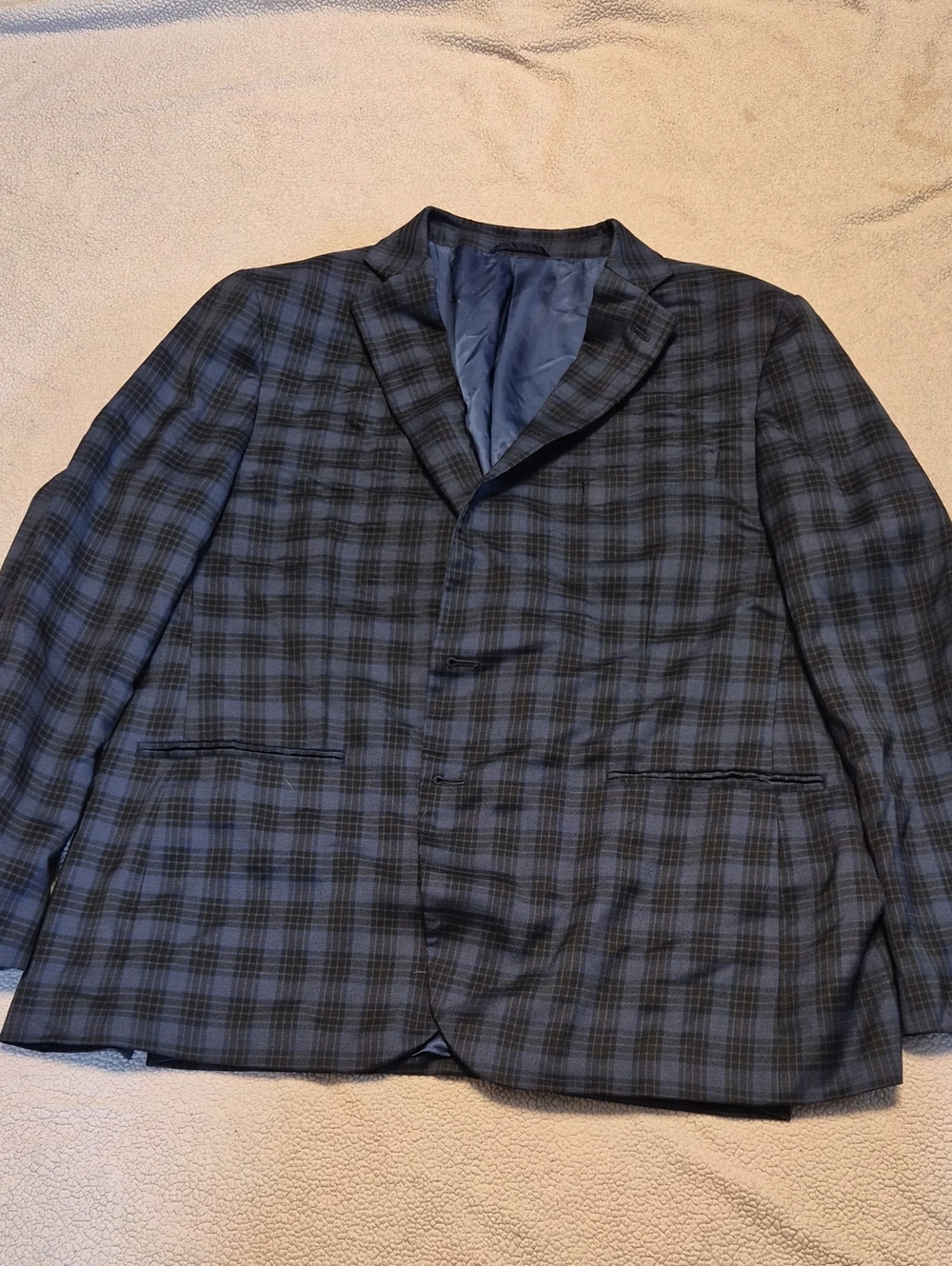 Perry Ellis Blue and Black Plaid Sport Coat
